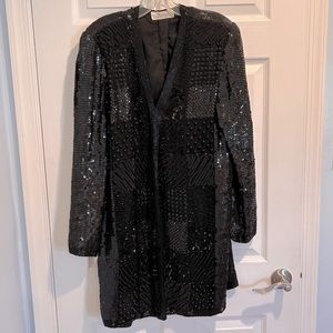 Vintage Black Sequin Beaded Jacket Top Fantasia